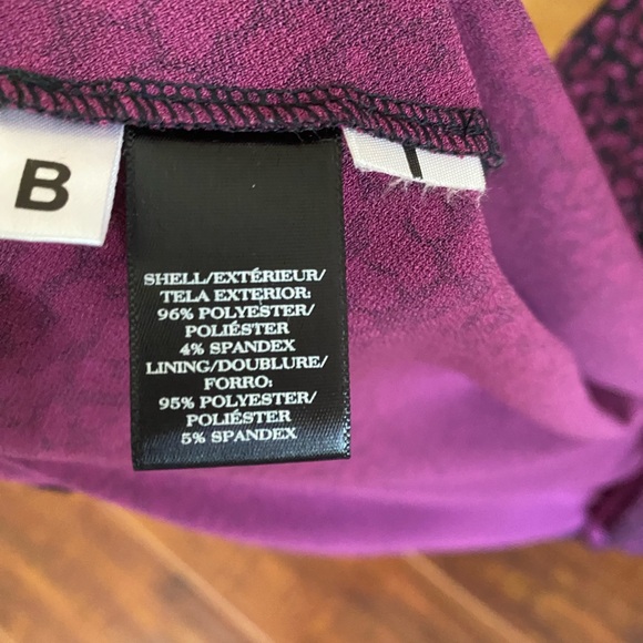 Ann Taylor V Neck Faux Wrap Purple Print Jersey Dress Size 0 - Picture 8 of 13